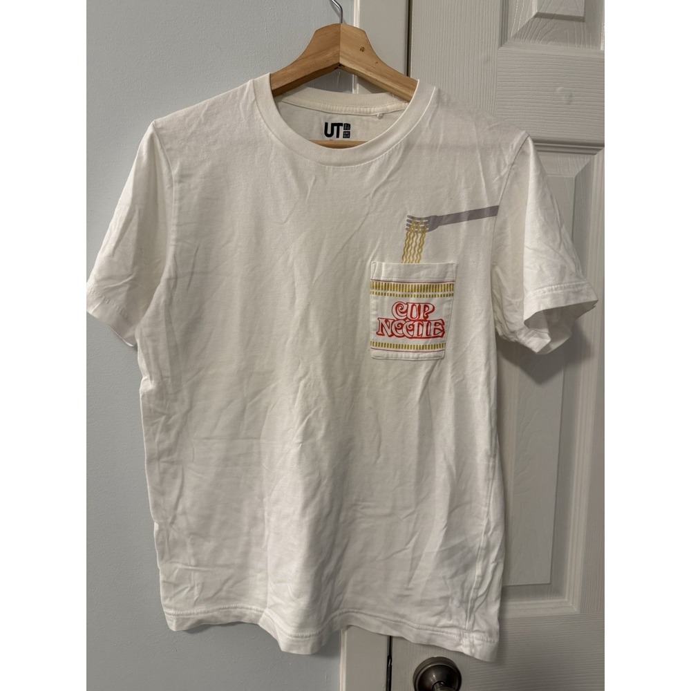 Uniqlo x Nissan Cup Noodle Pocket Short Sleeve Tee Shirt Sz S Cotton Funny